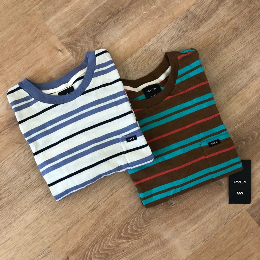 NWT 2 for 1 RVCA Striped SS Knit Tees